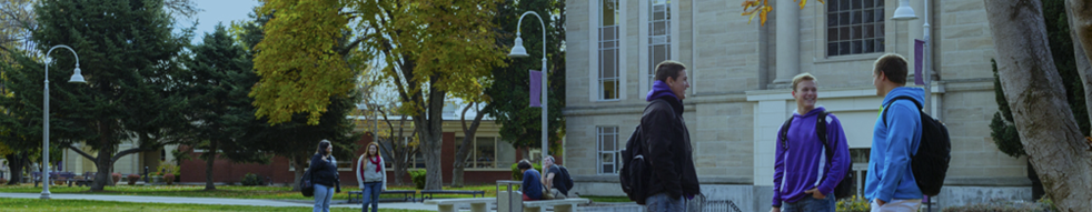 Students talking on college campus